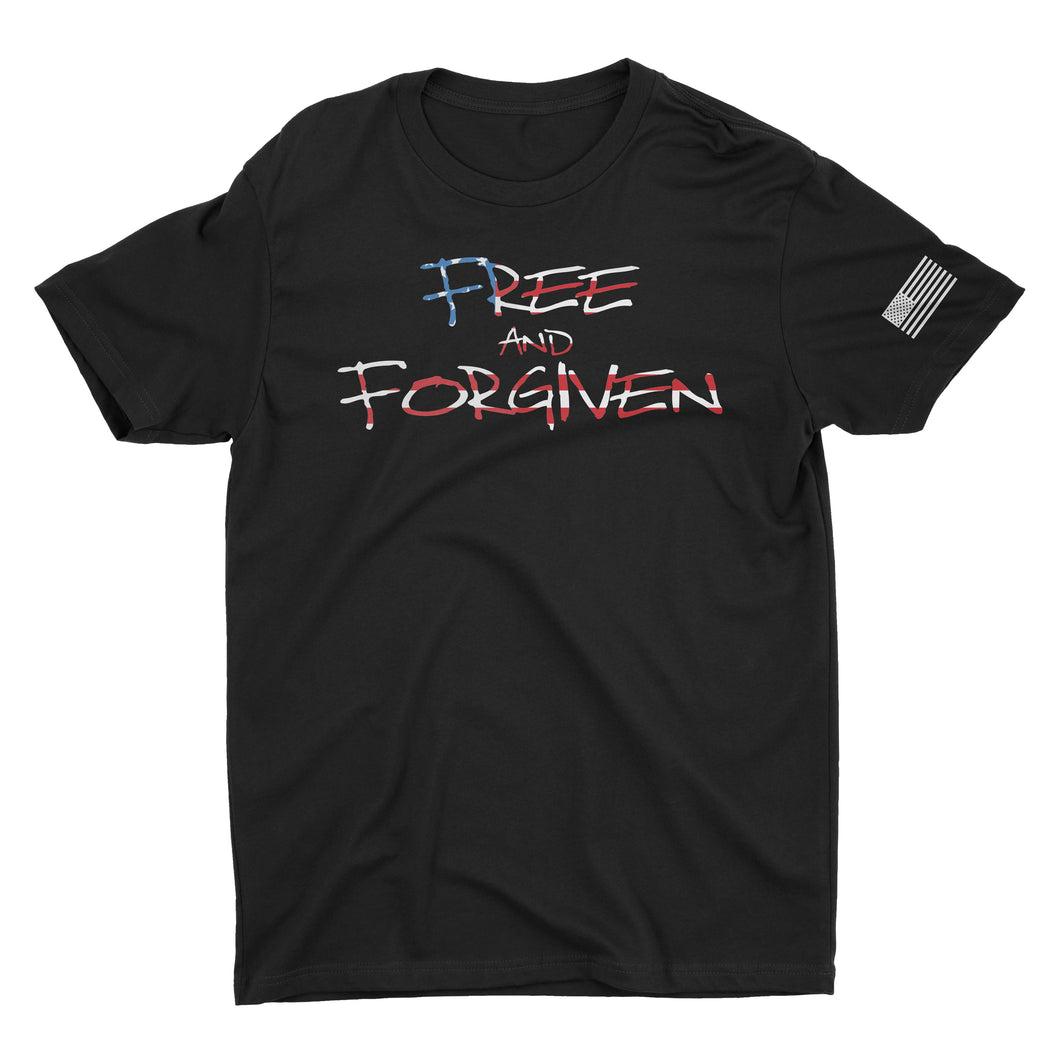BLACK RED-WHITE-BLUE FREEDOM AND FORGIVEN TEE